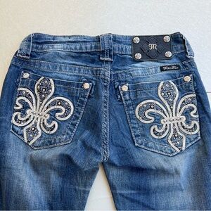 Miss Me Blue Boot Cut Jeans with Embroidered Back